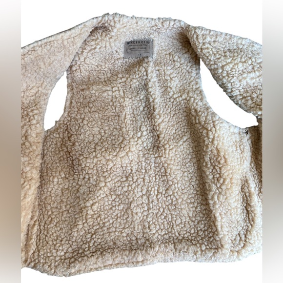 Valenci Vintage Tooled Leather Wool Lined Mexican Western Cattle Vest Size 38 - Picture 6 of 9